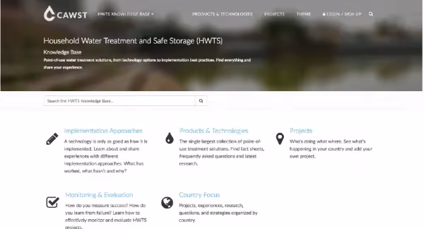 The HWTS Knowledge Base is designed as a one-stop, interactive online space with subject-specific structured information on point-of-use water treatment solutions. With the support of HIF, its next release will provide additional features to support humanitarian WASH practitioners, including those of you working in pre-, active- and post-emergency settings.