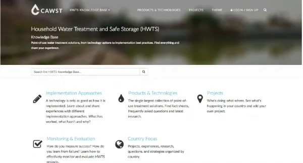 The HWTS Knowledge Base is designed as a one-stop, interactive online space with subject-specific structured information on point-of-use water treatment solutions. With the support of HIF, its next release will provide additional features to support humanitarian WASH practitioners, including those of you working in pre-, active- and post-emergency settings.