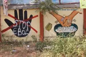 Ebola public health mural outside Université de Sonfonia, Guinea