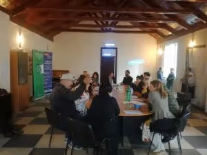 Community leaders discuss access to health services in an IDP settlement in Gori, Georgia.